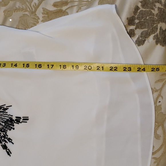 WHBM size SP white with black beaded spaghetti strap top - Picture 7 of 9